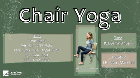 profile of person instructing chair yoga